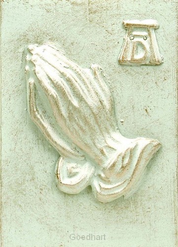 Wandbord biddende handen klein bronsgroe