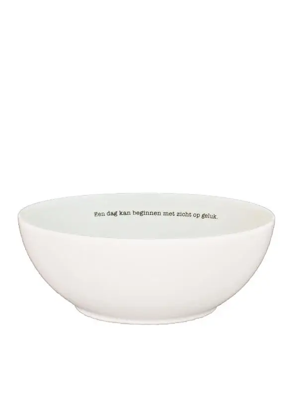 Porseleinen kom 'Een dag kan beginnen' set van 2