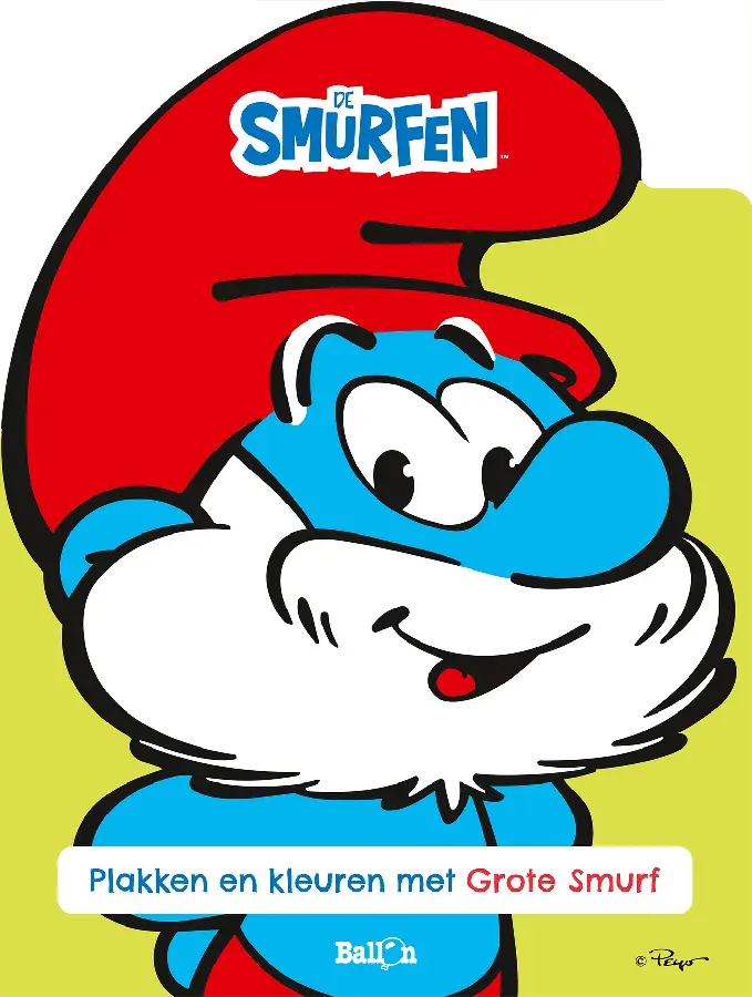 Plakken en kleuren met grote smurf