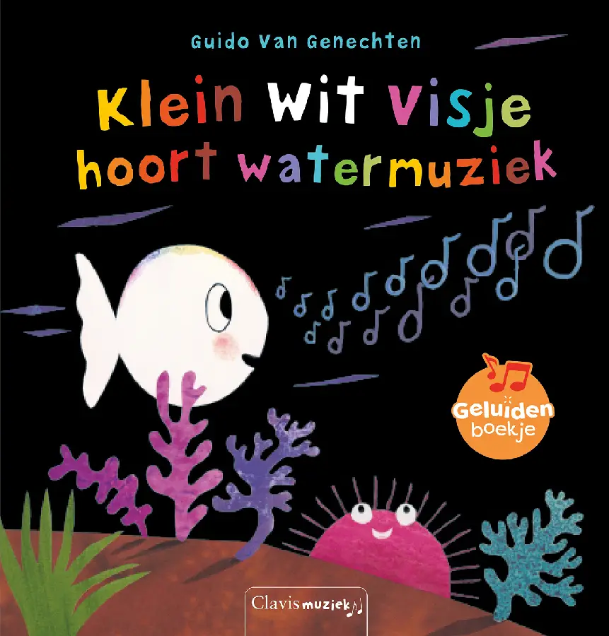 Klein wit visje hoort watermuziek