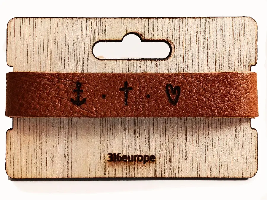 Leren armband Geloof hoop liefde