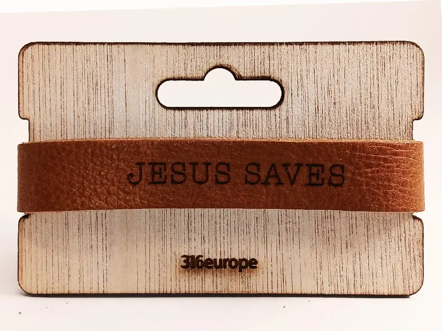 Leren armband Jesus saves